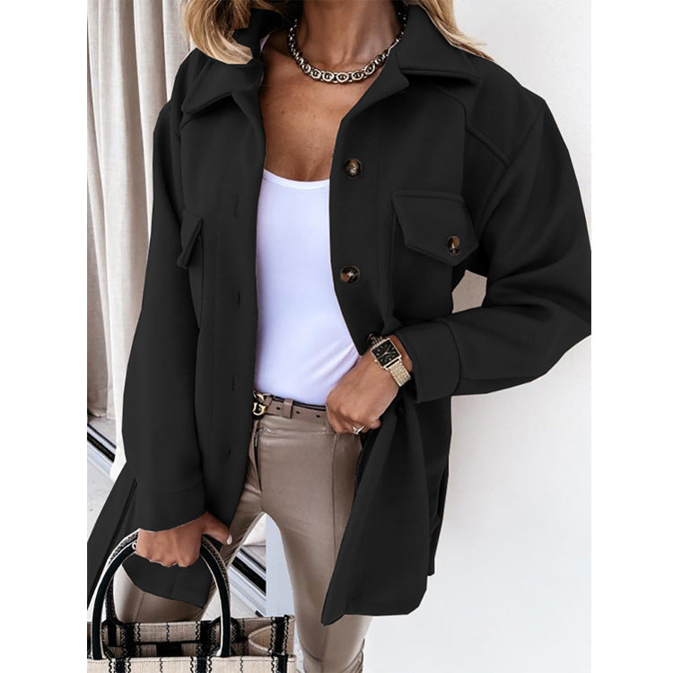 Reversjacke Mode Casual Einreihiger Mantel mit Gürtel Frühling Herbst Damenbekleidung