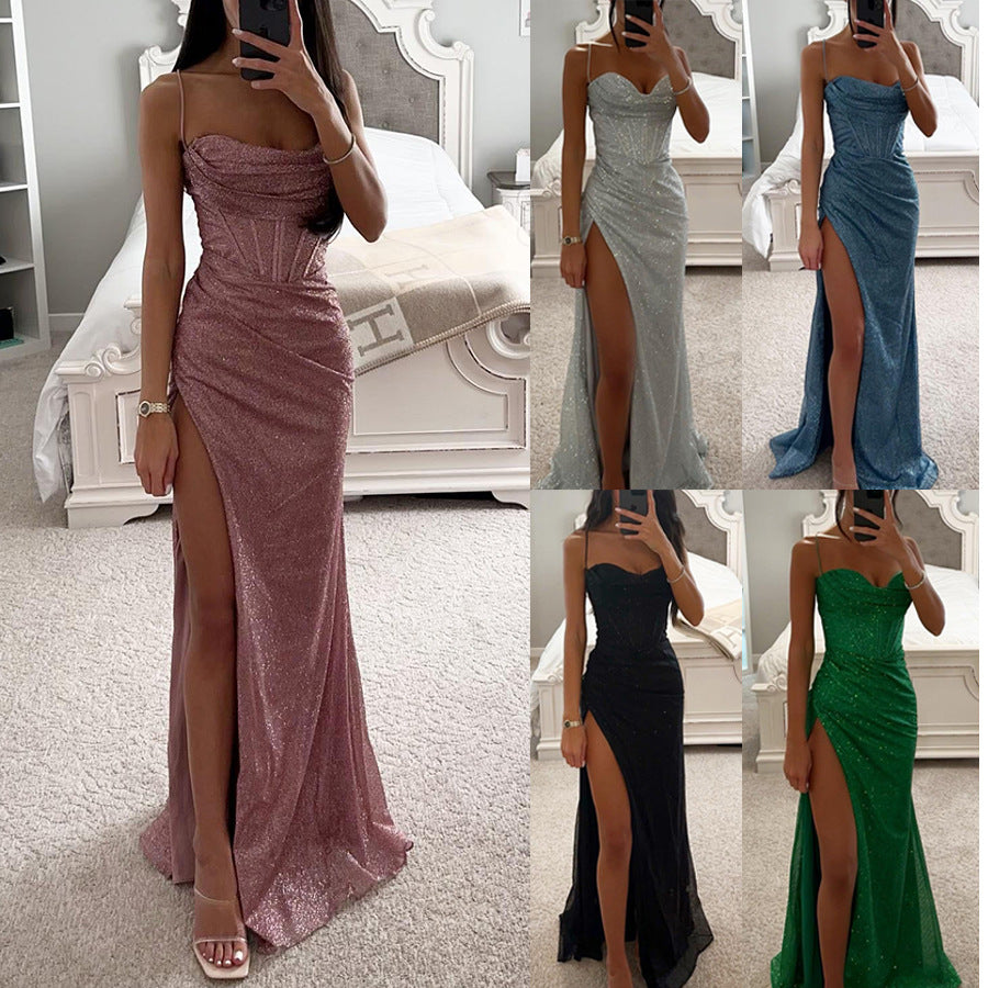 Damen ärmelloses V-Ausschnitt Maxikleid – Uni A-Linie