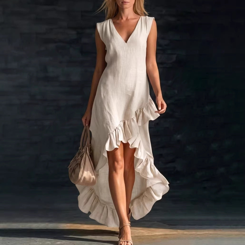 Ärmelloses Kleid aus Baumwoll-Leinen-Gemisch