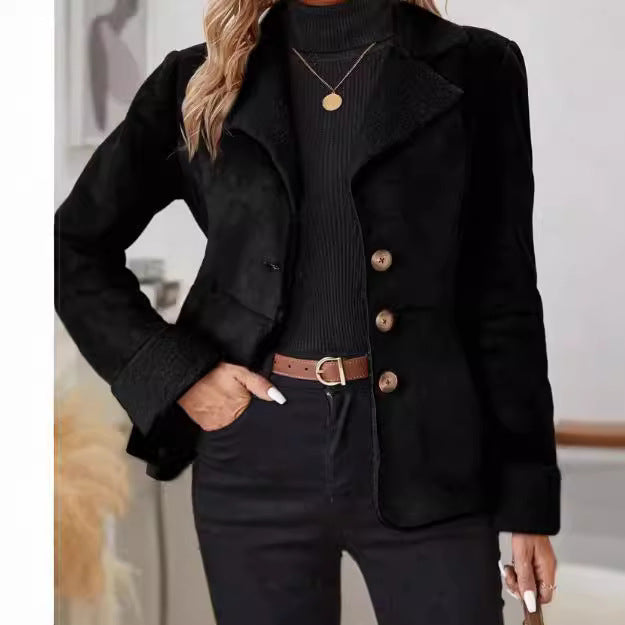 Veste décontractée avec col à revers, doublée de fourrure et poches, pour l'hiver