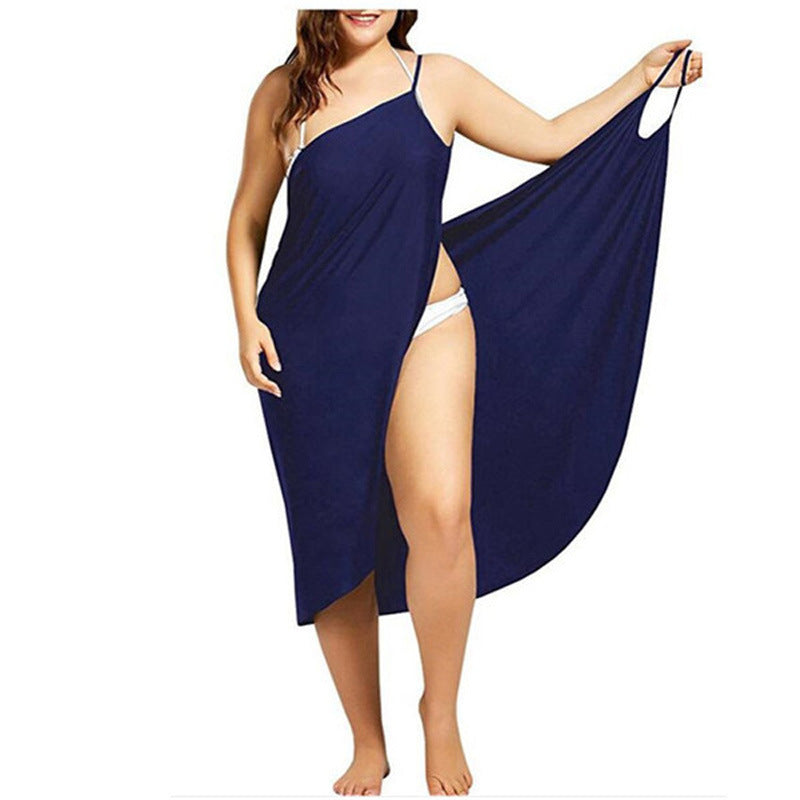 Eleganter Damen-Strandrock – einfarbiges Cross-Träger-Modell