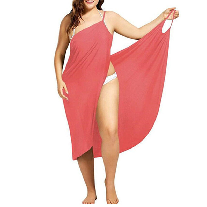 Elegant Women’s Beach Skirt – Pure Color Suspender Cross Style