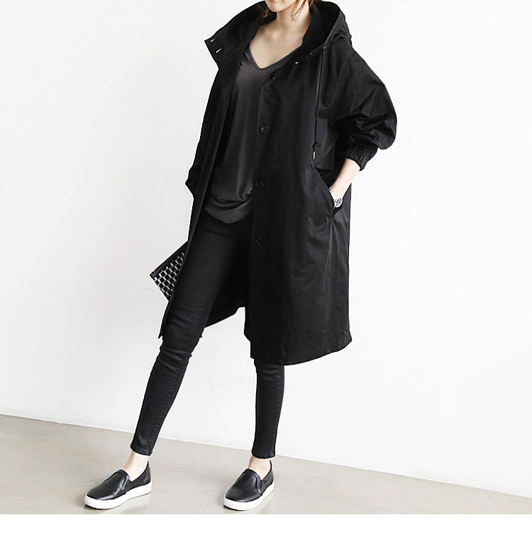 Damen Windbreaker Jacke Lässig Locker Knopf Taschen Kapuze Schnelltrocknend Winddicht Wasserdicht Kleidung für Outdoor Wandern Camping