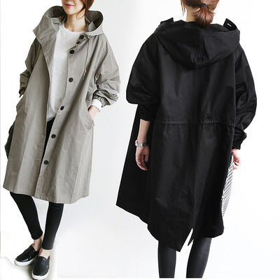 Damen Windbreaker Jacke Lässig Locker Knopf Taschen Kapuze Schnelltrocknend Winddicht Wasserdicht Kleidung für Outdoor Wandern Camping