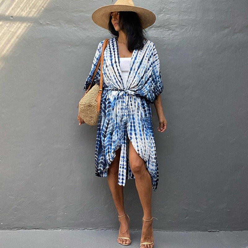 Casual Resort Wear – Women’s Polyester Sun Protection Beach Dress
