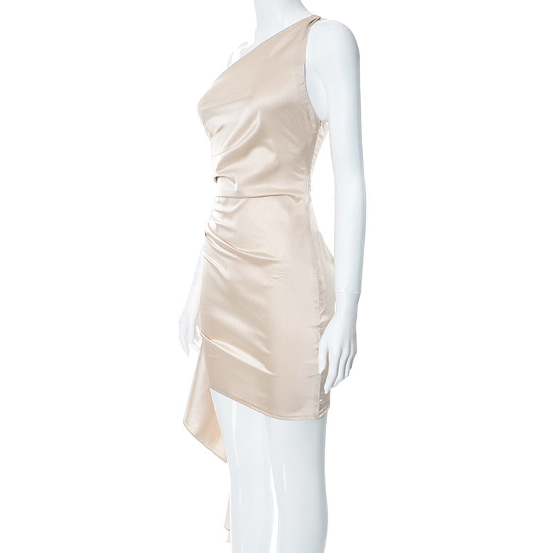 “Trendy Women’s Party Dress – Sexy Slim Fit One-Shoulder Short Outfit