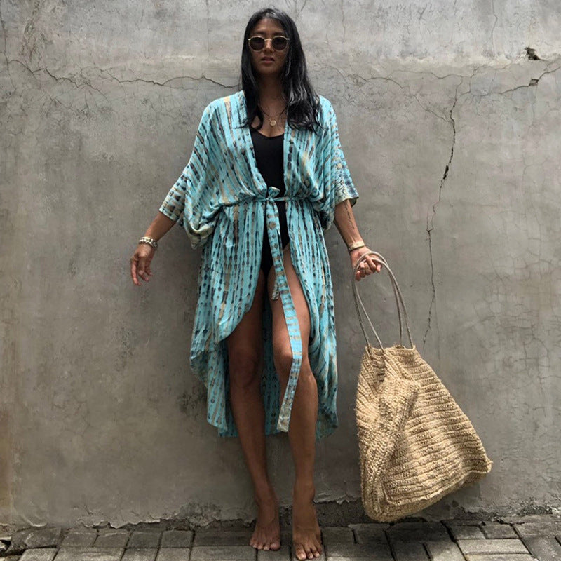 Casual Resort Wear – Women’s Polyester Sun Protection Beach Dress