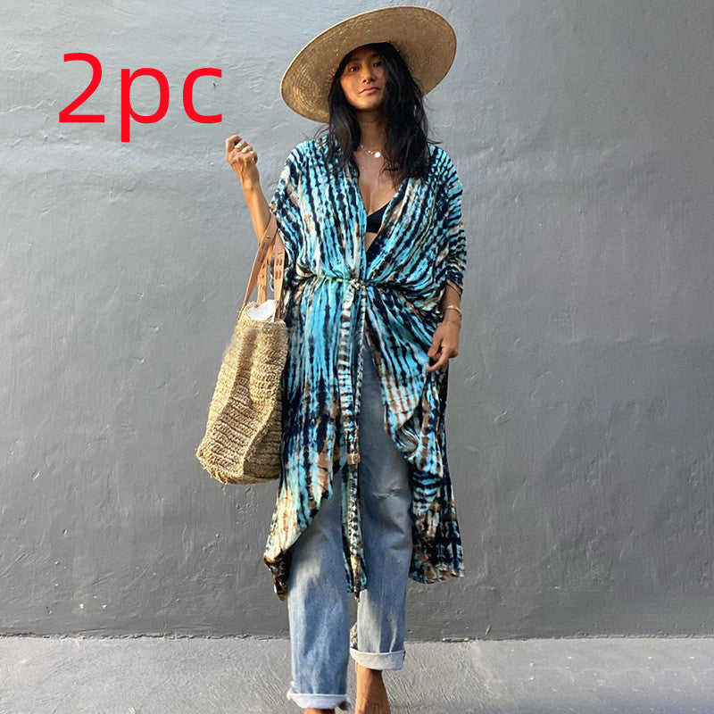 Casual Resort Wear – Women’s Polyester Sun Protection Beach Dress