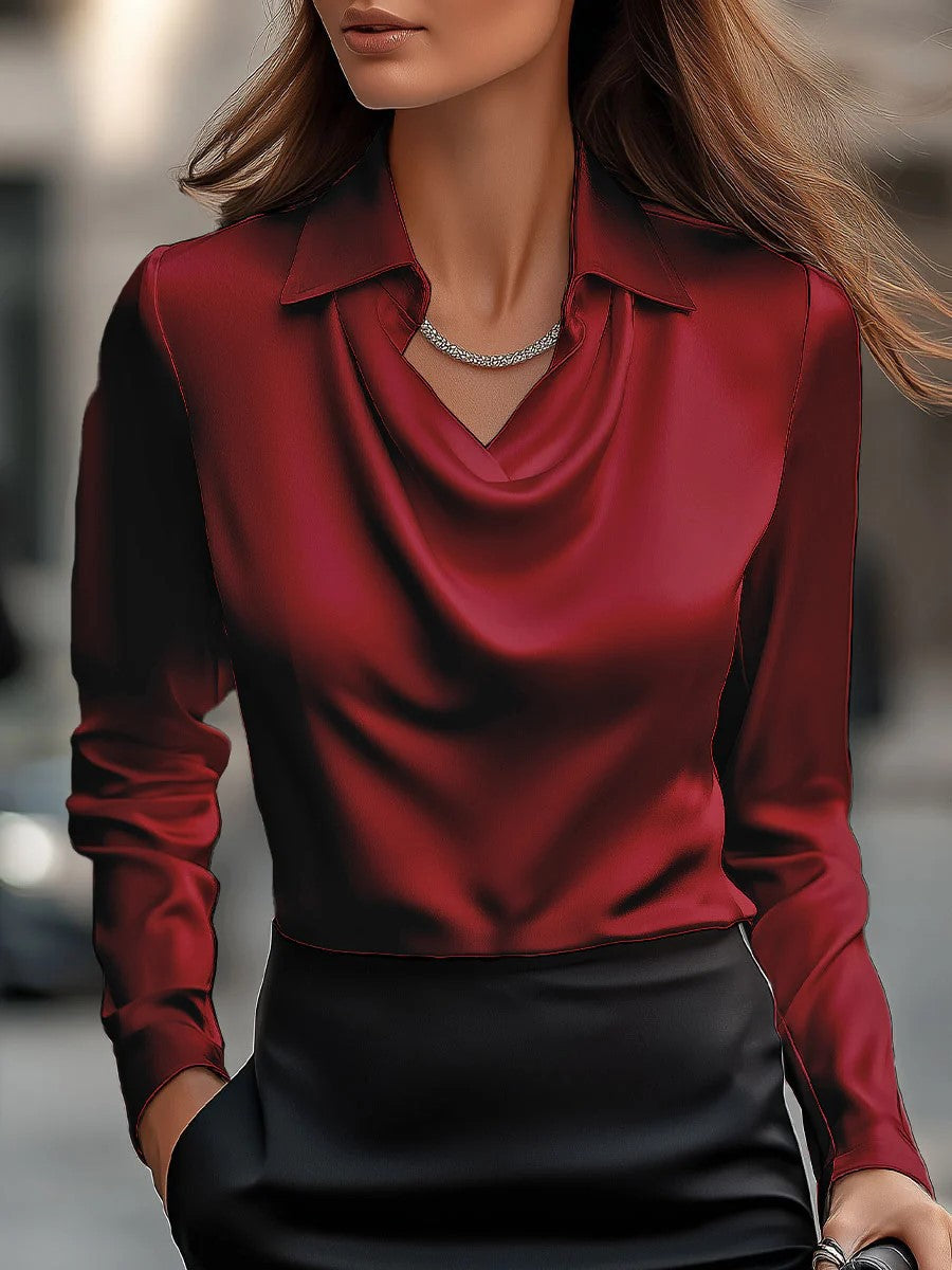 T-shirt ample, simple, de couleur unie, avec col bateau pour femme