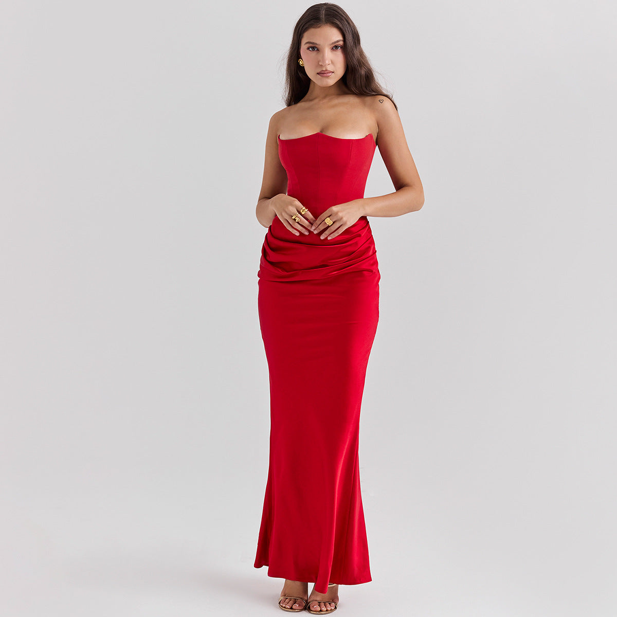 Damen Sexy Bandeau-Kleid – Enges Schlauchtop Rückenfreies Langes Abendoutfit