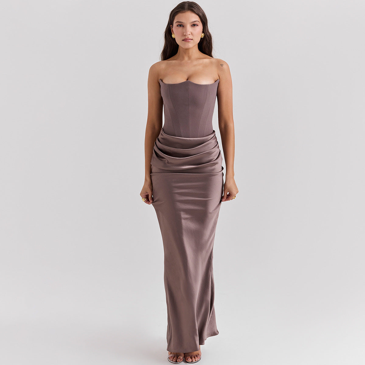 Damen Sexy Bandeau-Kleid – Enges Schlauchtop Rückenfreies Langes Abendoutfit