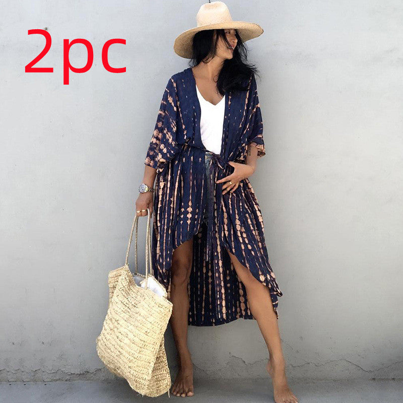 Casual Resort Wear – Women’s Polyester Sun Protection Beach Dress