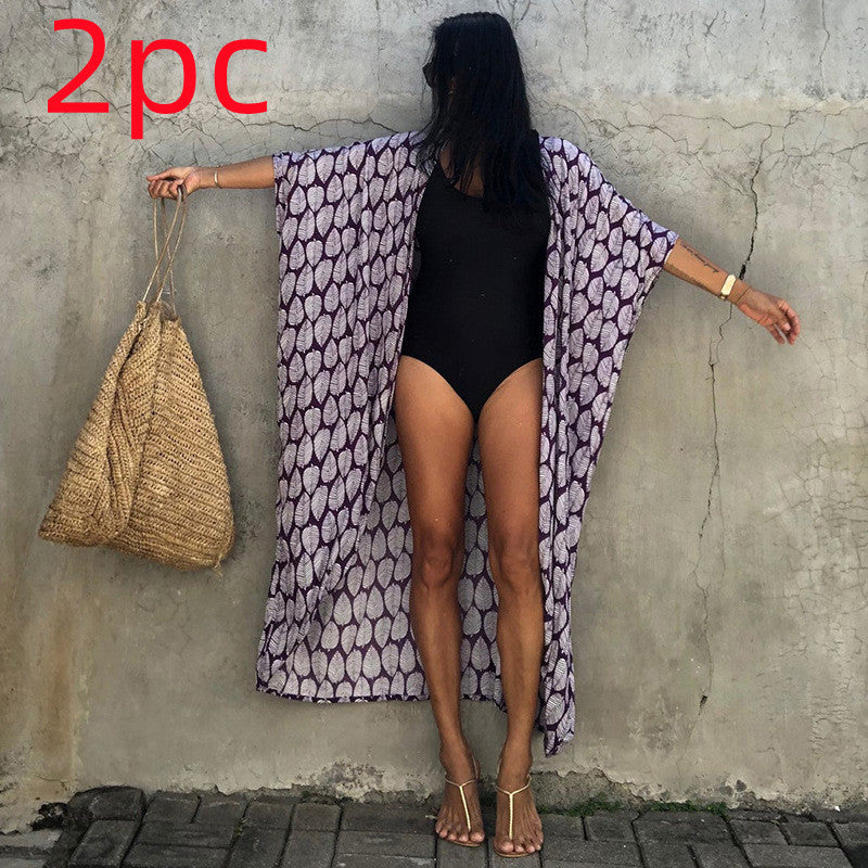 Casual Resort Wear – Women’s Polyester Sun Protection Beach Dress