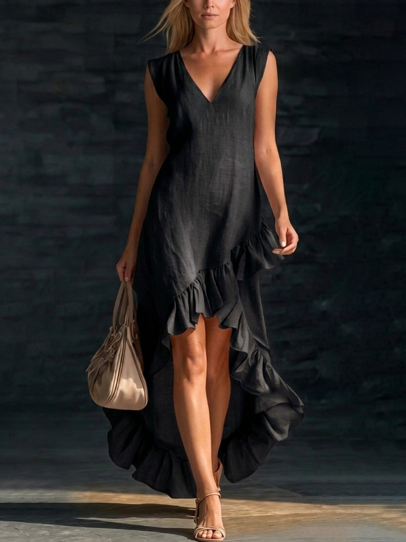 Ärmelloses Kleid aus Baumwoll-Leinen-Gemisch