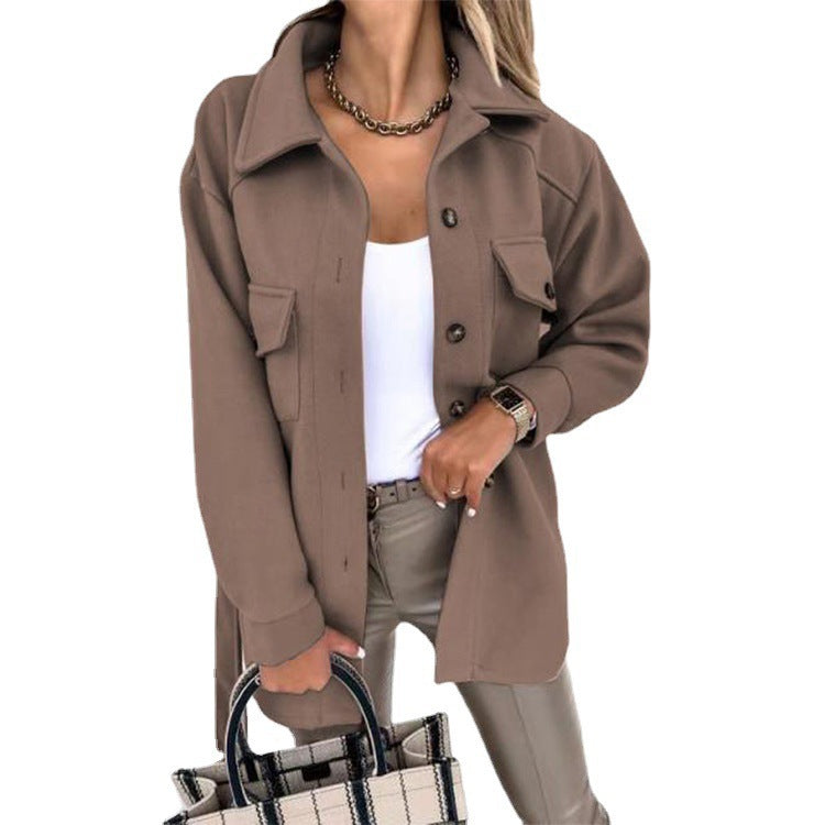 Reversjacke Mode Casual Einreihiger Mantel mit Gürtel Frühling Herbst Damenbekleidung