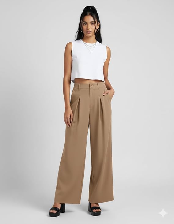 Nermosa High-Waist Korean Trousers with Wide Baggy Fit | Trendy GenZ Streetwear Pants
