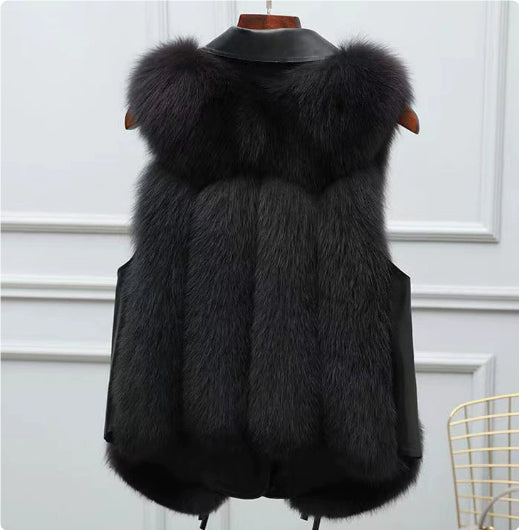 Pelzweste Kurzmantel Herbst und Winter Neue Patchwork Winterfuchs Pelzjacke Damen Kurzer Kunstpelzmantel Elegante Weibliche Warme Weste