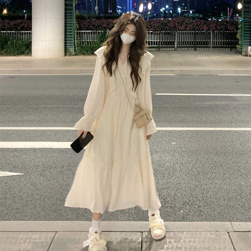 New Sweet Balloon Sleeve Dress Gentle French Slim Dress