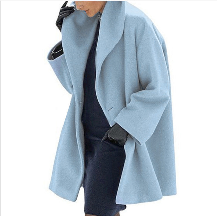 Damen Trendige Kleidung Mehrfarbiger Rundhals-Pullover Lockere Wolljacke Unifarbener Freizeit-Mantel für Herbst und Winter