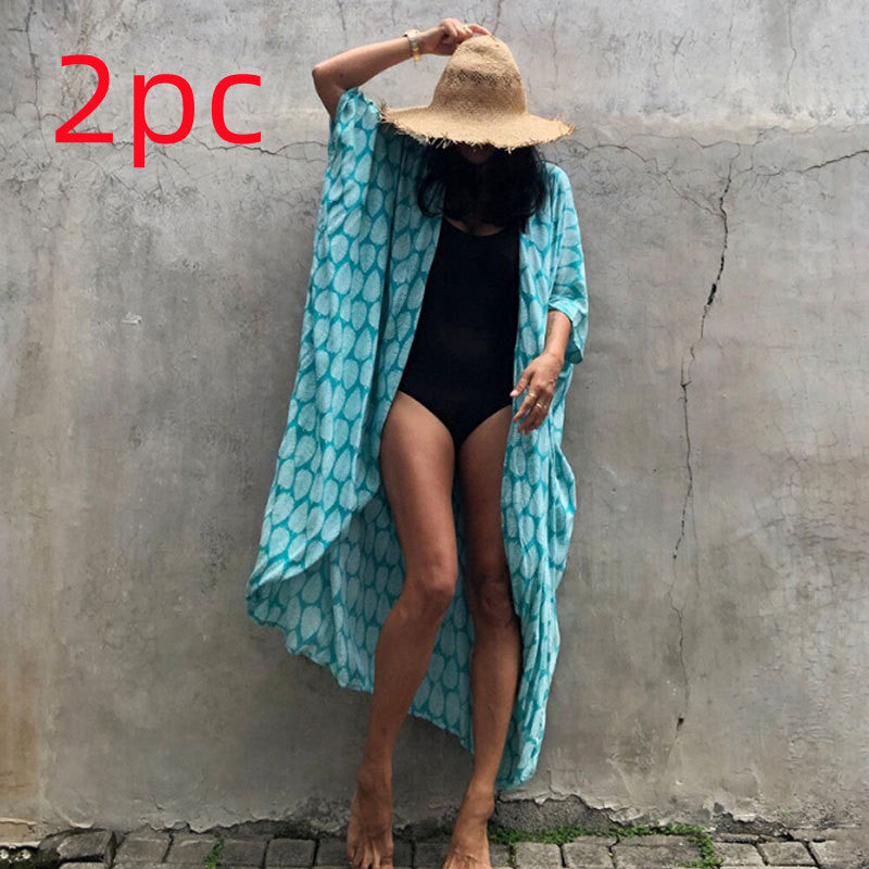 Casual Resort Wear – Women’s Polyester Sun Protection Beach Dress