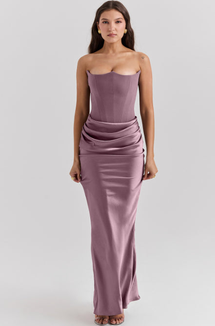 Damen Sexy Bandeau-Kleid – Enges Schlauchtop Rückenfreies Langes Abendoutfit