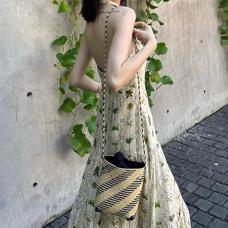Floral-print Beach Vacation Dress Fashionable And Niche