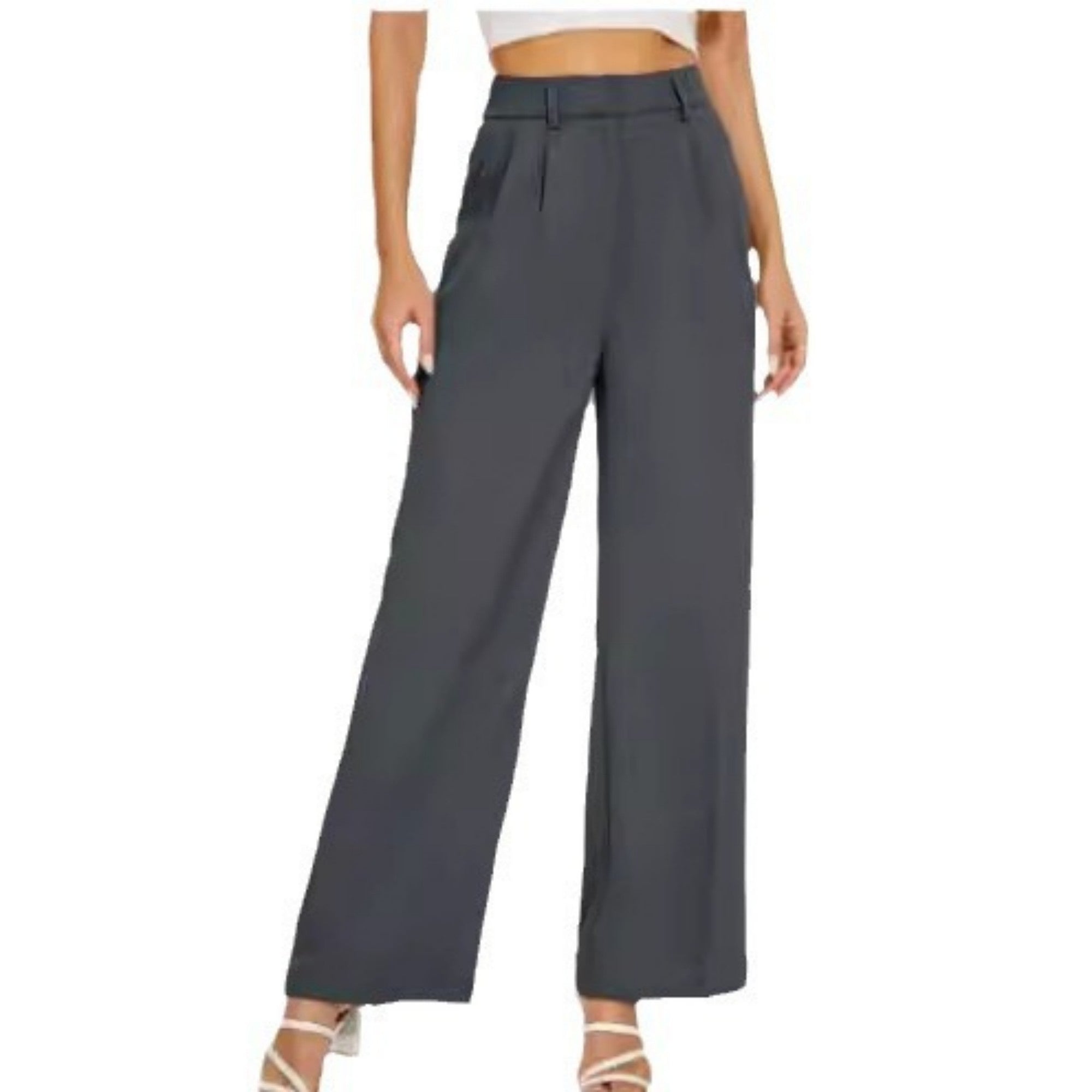 High-Waist-Hose mit geradem Bein, Taschen und weitem Bein, Freizeithose für Damen