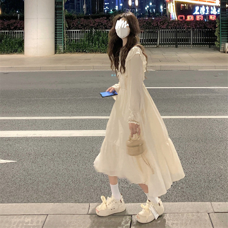 Neues, süßes Kleid mit Ballonärmeln, zartes französisches Slim-Kleid