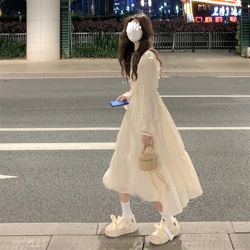 New Sweet Balloon Sleeve Dress Gentle French Slim Dress