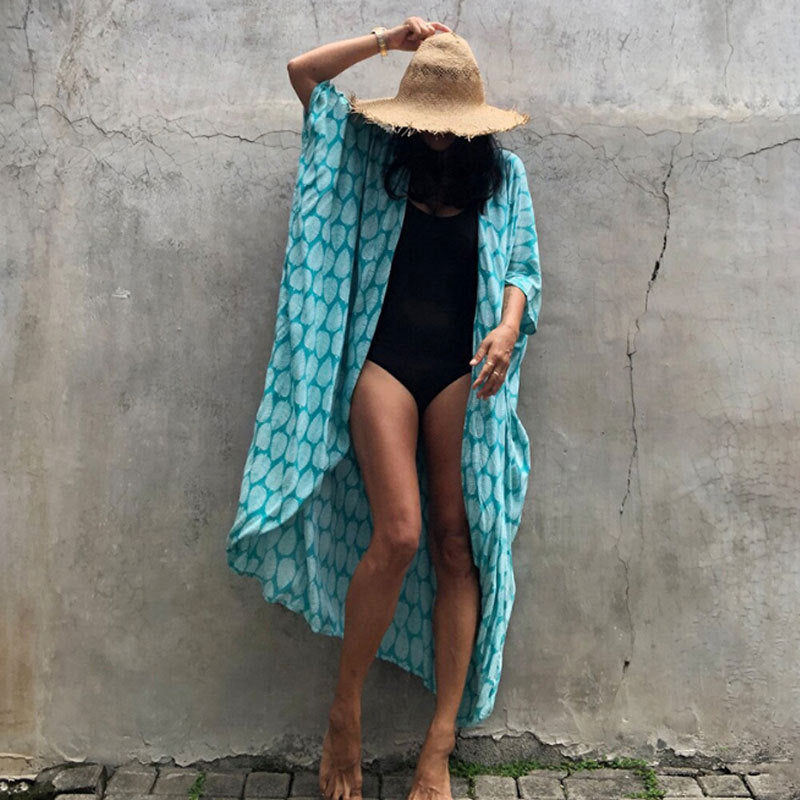 Casual Resort Wear – Women’s Polyester Sun Protection Beach Dress