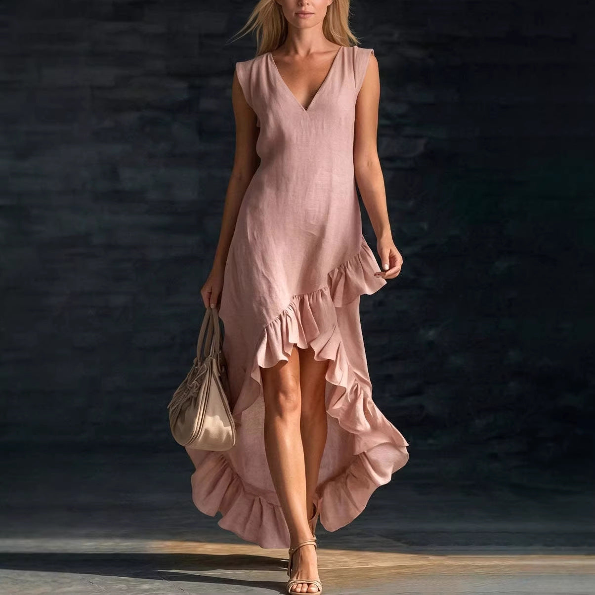 Ärmelloses Kleid aus Baumwoll-Leinen-Gemisch