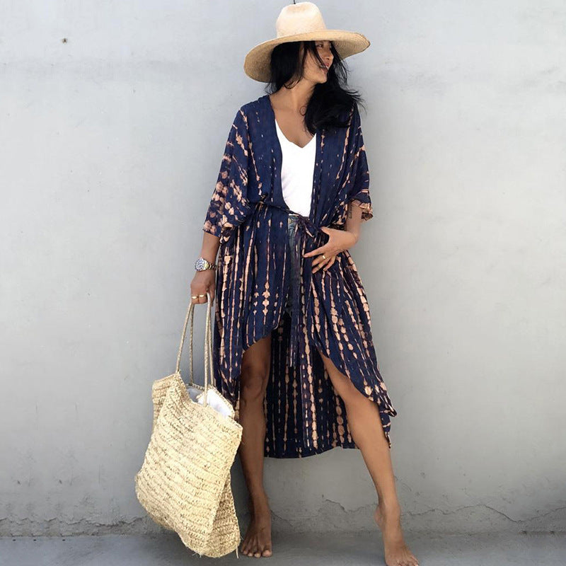 Casual Resort Wear – Women’s Polyester Sun Protection Beach Dress
