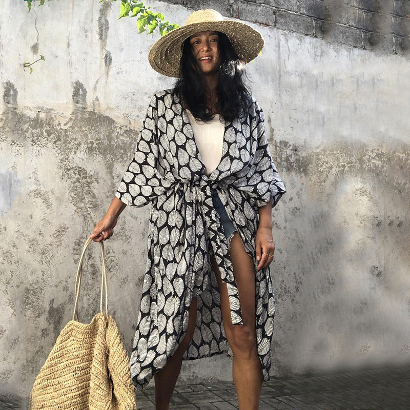 Casual Resort Wear – Women’s Polyester Sun Protection Beach Dress