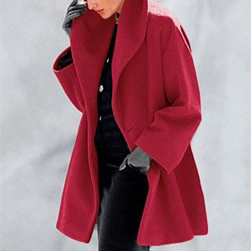 Damen Trendige Kleidung Mehrfarbiger Rundhals-Pullover Lockere Wolljacke Unifarbener Freizeit-Mantel für Herbst und Winter
