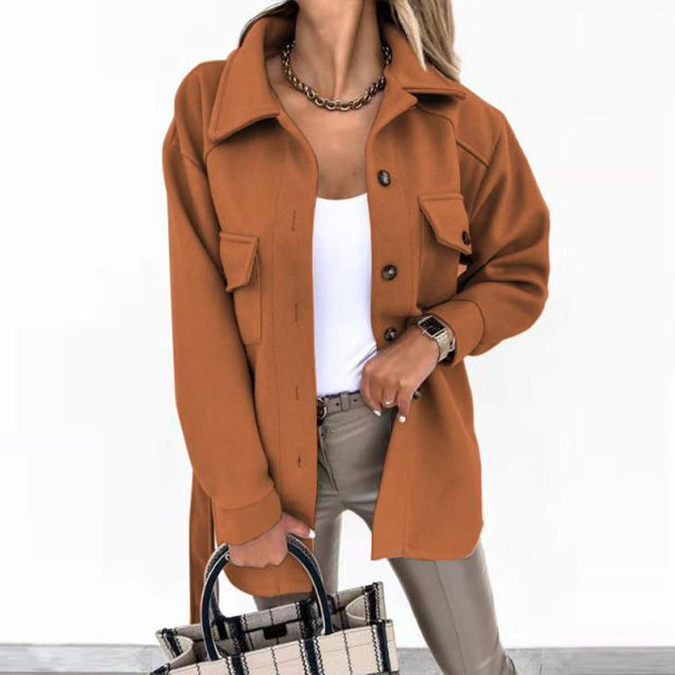 Reversjacke Mode Casual Einreihiger Mantel mit Gürtel Frühling Herbst Damenbekleidung