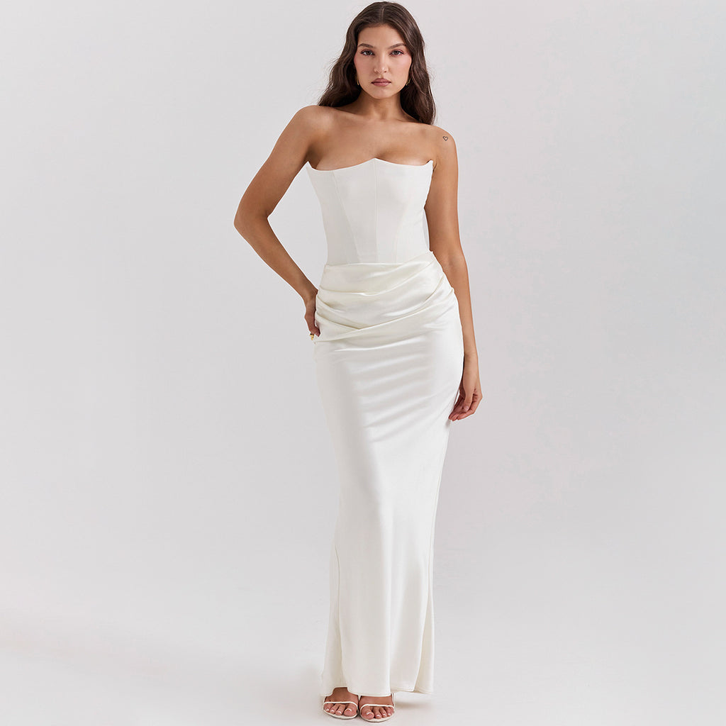 Damen Sexy Bandeau-Kleid – Enges Schlauchtop Rückenfreies Langes Abendoutfit