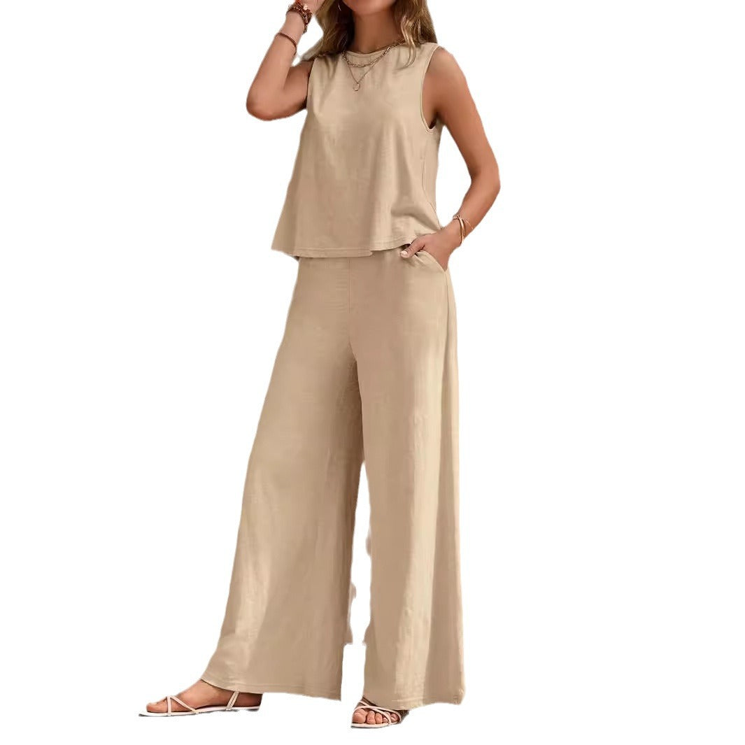 Stylish Women’s Co-ord Set – Solid Color Casual Top & Straight Trousers