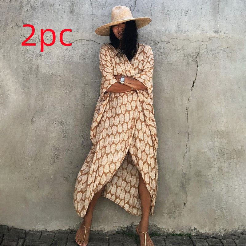 Casual Resort Wear – Women’s Polyester Sun Protection Beach Dress