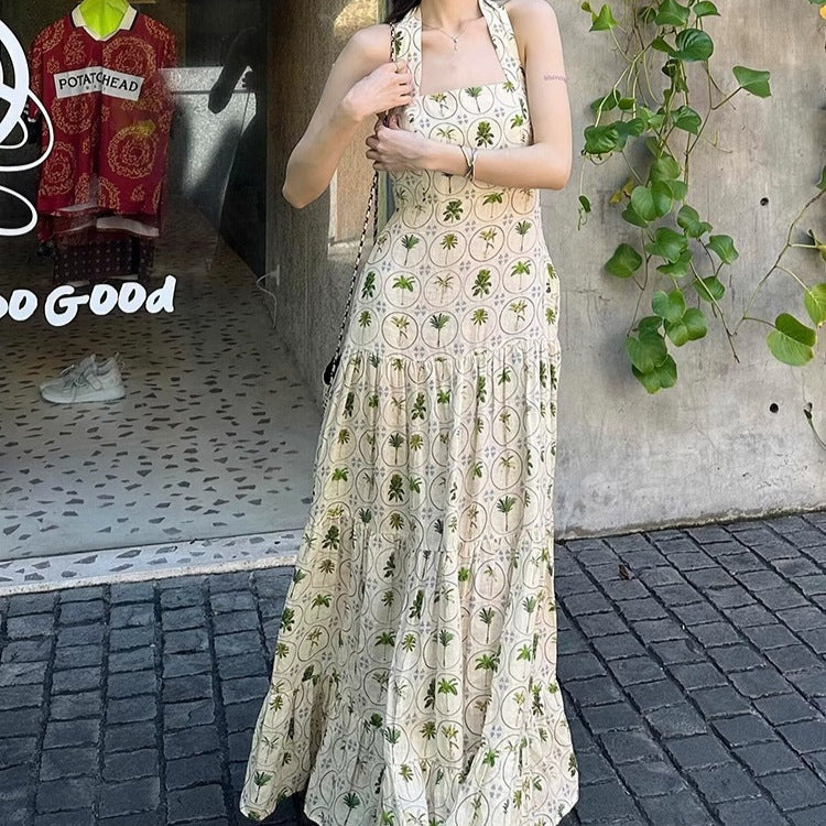 Floral-print Beach Vacation Dress Fashionable And Niche
