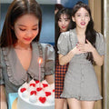 Kim jennie plaid dress women