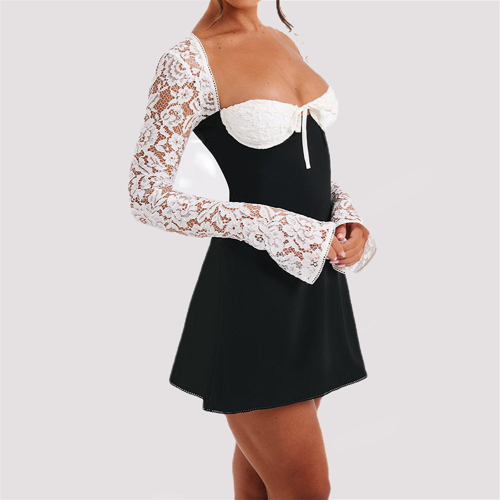 Women’s Y2K Lace Dress – Sexy Corset Backless Lace-Up Short Party Outfit