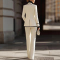 “Stylish Long Sleeve Blazer Suit – Double-Breasted Jacket with Casual Pants