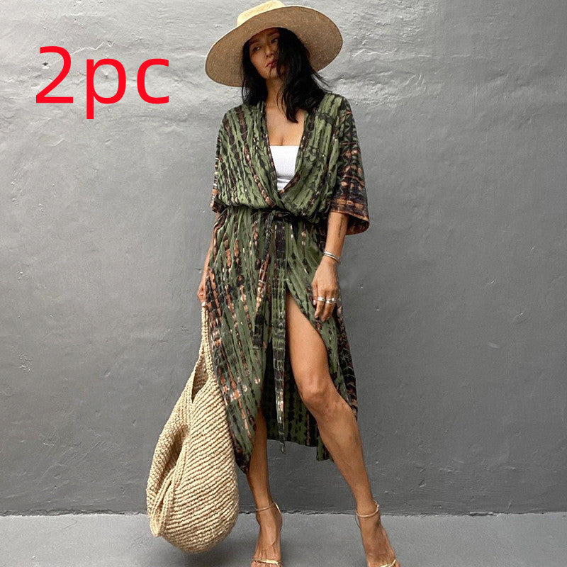 Casual Resort Wear – Women’s Polyester Sun Protection Beach Dress