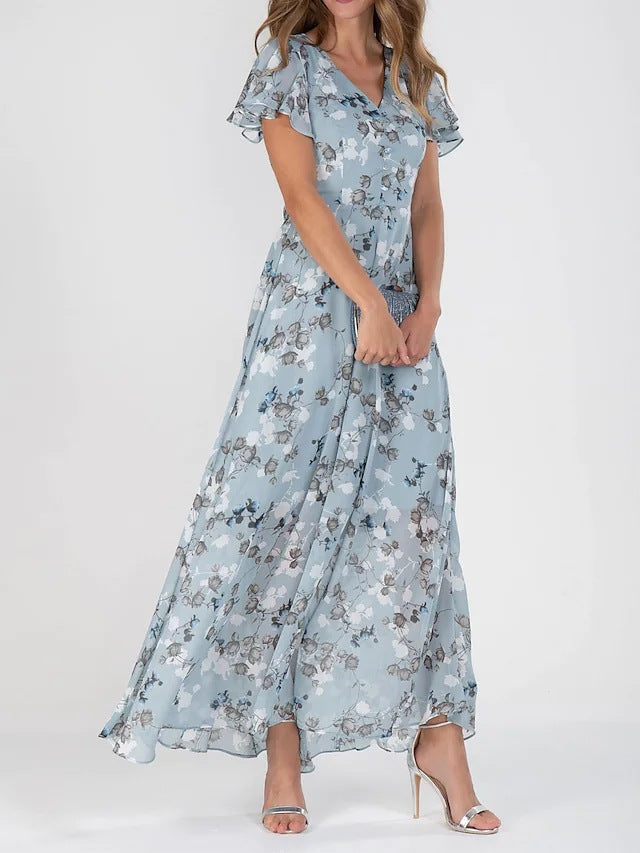 Women’s Summer Floral Dress – Casual Ruffle Short Sleeve Beach Outfit