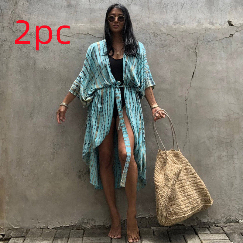Casual Resort Wear – Women’s Polyester Sun Protection Beach Dress