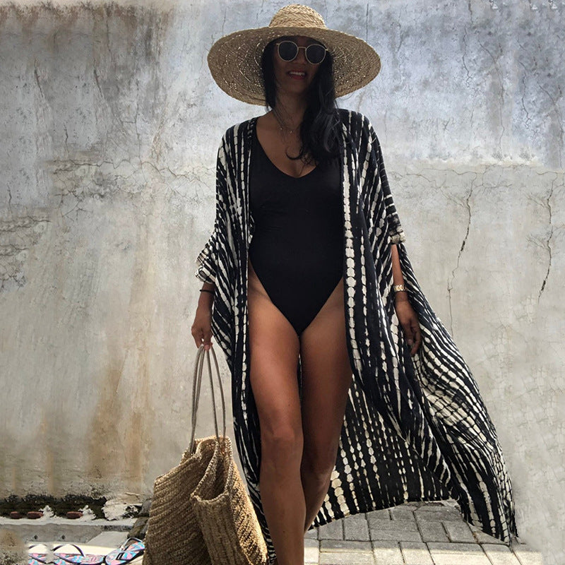 Tenue de villégiature décontractée – Robe de plage en polyester de protection solaire pour femme