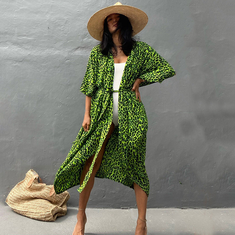 Casual Resort Wear – Women’s Polyester Sun Protection Beach Dress