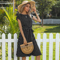 Elegant Polka Dot Midi Dress – Summer V-Neck Short Sleeve Casual Party Outfit