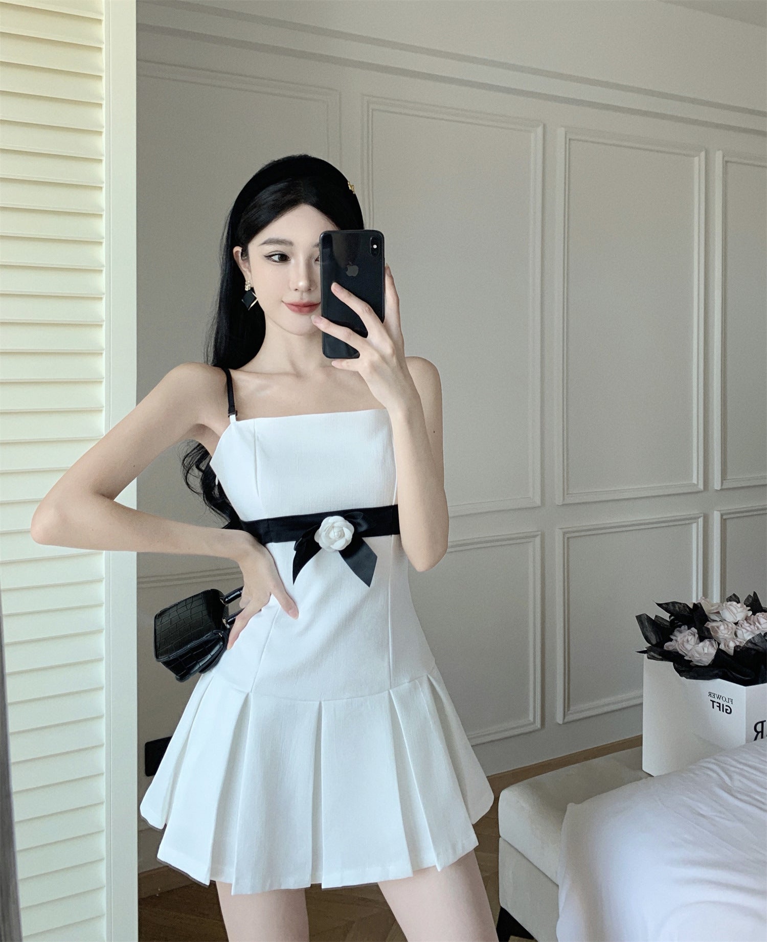 Kim Jennie Gala outfit inspired Pleated Strap Tube Top Slimming Dress