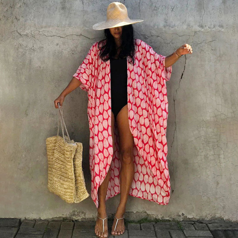 Casual Resort Wear – Women’s Polyester Sun Protection Beach Dress
